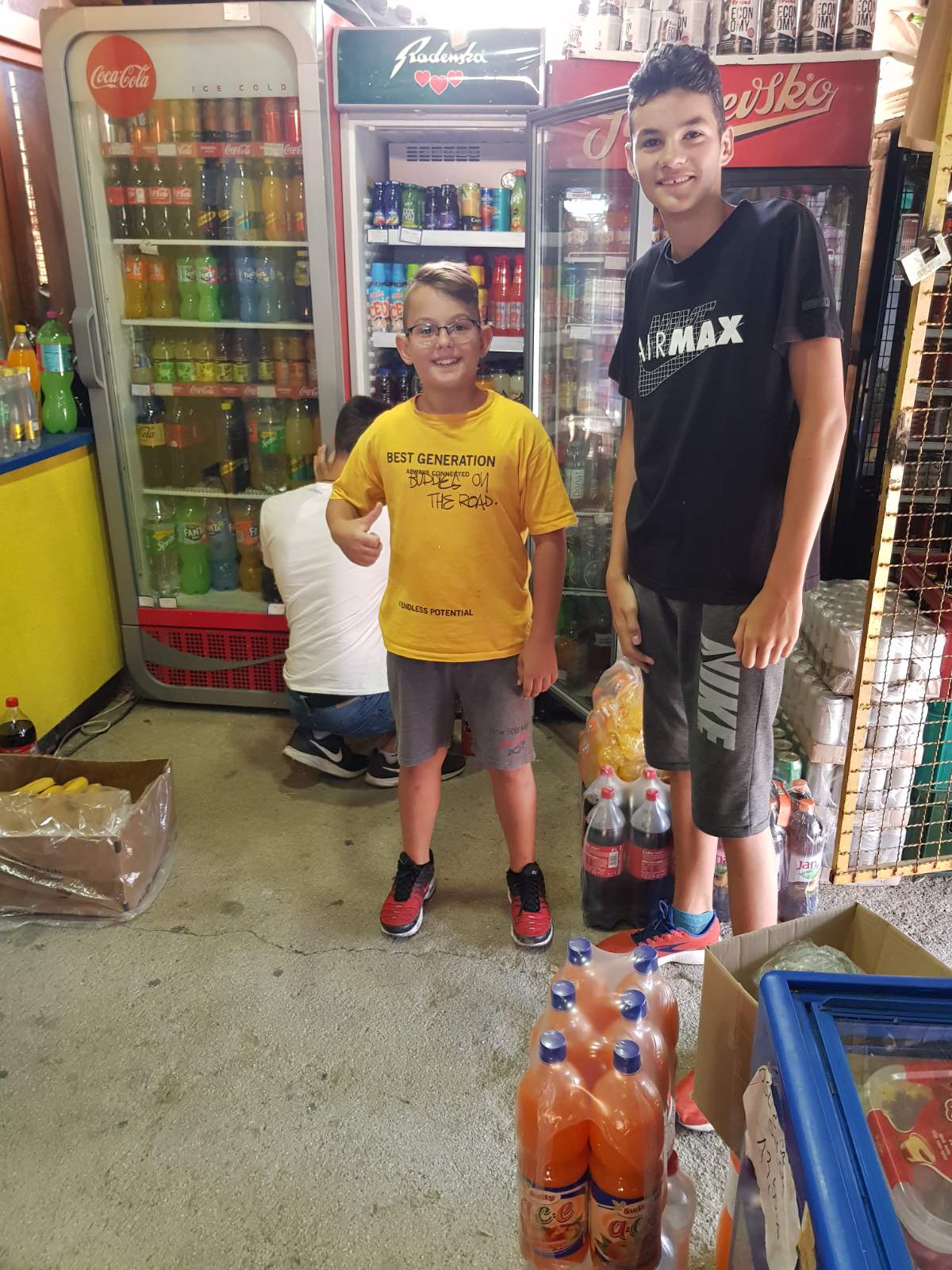 two people smiling in the shop